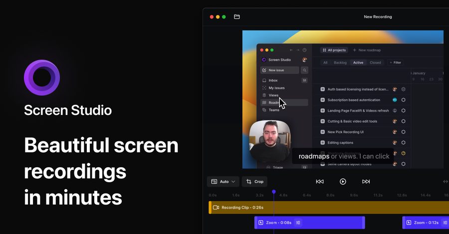 Screen Studio ekran kaydı ekran görüntüsü