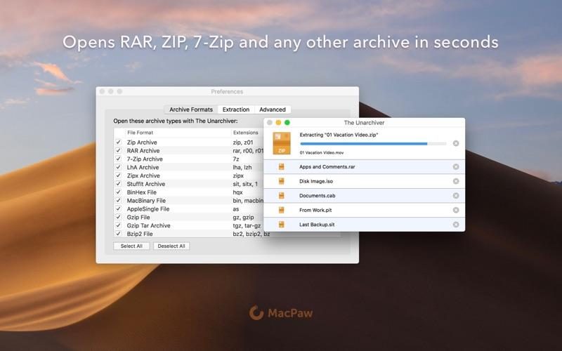 The Unarchiver extraction screenshot